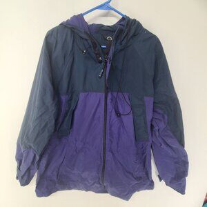 FOG Hooded Windbreaker Rain Jacket Lightweight Purpe Black  Size L Gorpcore